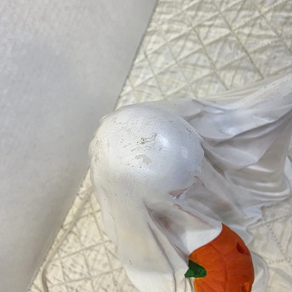 Vintage Byron Mold Ghost Holding a Jack-O-Lantern Light-Up Ceramic Figure 9.5